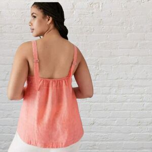 Athleta Voyager 100% Linen Tank Top S  Sunset Glow Pink Boho Coastal Resort Wear
